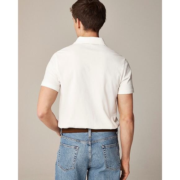 J.Crew Classic Untucked Sueded Cotton Polo Shirt Ivory Medium NWT - Picture 2 of 10